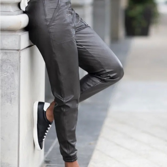 SPANX Pants - NWT Spanx Faux Leather Joggers.  Size Large